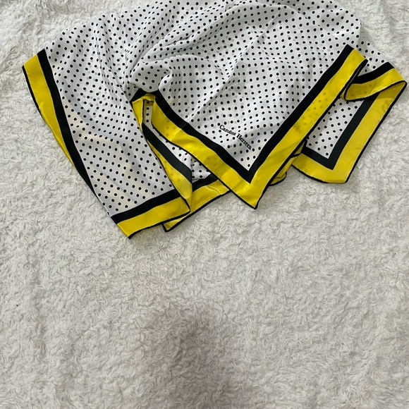 Carolina Herrera Yellow and Black Polka Dot Scarf - Picture 3 of 12